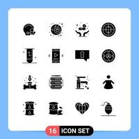 Set of 16 Commercial Solid Glyphs pack for biology soldier medicine military army Editable Vector Design Elements