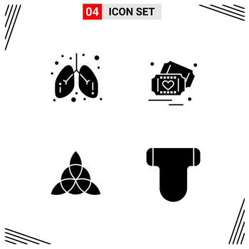 4 Icons Solid Style Grid Based Creative Glyph Symbols for Website Design Simple Solid Icon Signs Isolated on White Background 4 Icon Set Creative Black Icon vector background