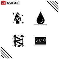 User Interface Pack of 4 Basic Solid Glyphs of bath park shower water dollar Editable Vector Design Elements