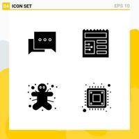 Collection of 4 Universal Solid Icons Icon Set for Web and Mobile Creative Black Icon vector background