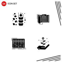 Collection of 4 Vector Icons in solid style Pixle Perfect Glyph Symbols for Web and Mobile Solid Icon Signs on White Background 4 Icons Creative Black Icon vector background