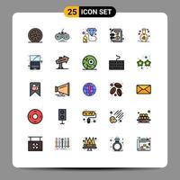 Set of 25 Modern UI Icons Symbols Signs for flask stack game pad files pay tag Editable Vector Design Elements