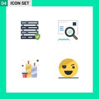 Set of 4 Commercial Flat Icons pack for data candles check search halloween Editable Vector Design Elements