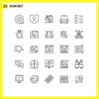 Modern Set of 25 Lines and symbols such as diamond menu web quality list checklist Editable Vector Design Elements