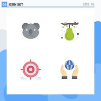 Flat Icon Pack of 4 Universal Symbols of animal target kangaroo fall darts Editable Vector Design Elements