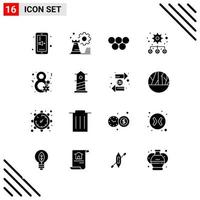 Pixle Perfect Set of 16 Solid Icons Glyph Icon Set for Webite Designing and Mobile Applications Interface Creative Black Icon vector background