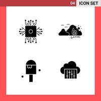 4 Icon Pack Solid Style Glyph Symbols on White Background Simple Signs for general designing Creative Black Icon vector background