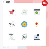 Mobile Interface Flat Color Set of 9 Pictograms of chineseknot play mac studio american Editable Vector Design Elements