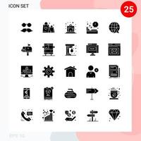 Vector Pack of 25 Icons in Solid Style Creative Glyph Pack isolated on White Background for Web and Mobile Creative Black Icon vector background