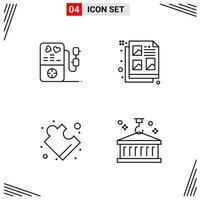 4 Icons Line Style Grid Based Creative Outline Symbols for Website Design Simple Line Icon Signs Isolated on White Background 4 Icon Set Creative Black Icon vector background