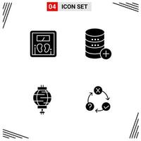 4 Icons Solid Style Grid Based Creative Glyph Symbols for Website Design Simple Solid Icon Signs Isolated on White Background 4 Icon Set Creative Black Icon vector background