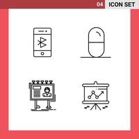 Pictogram Set of 4 Simple Filledline Flat Colors of bluetooth advertisement mobile health billboard Editable Vector Design Elements