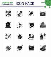 16 Solid Glyph Black viral Virus corona icon pack such as mortality count glove medicine first aid viral coronavirus 2019nov disease Vector Design Elements