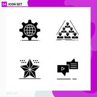 Solid Icon set Pack of 4 Glyph Icons isolated on White Background for Web Print and Mobile Creative Black Icon vector background