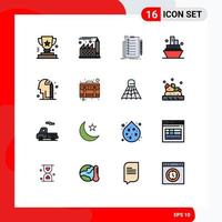 paquete de iconos de vectores de stock de 16 signos y símbolos de línea para experiencia en viajes mentales documento de barco elementos de diseño de vectores creativos editables