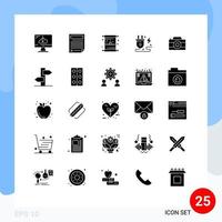 Pack of 25 Modern Solid Glyphs Signs and Symbols for Web Print Media such as power energy page page eid Editable Vector Design Elements