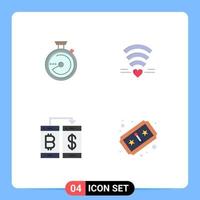 Group of 4 Flat Icons Signs and Symbols for browse payment location wedding transection Editable Vector Design Elements