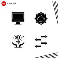 Collection of 4 Vector Icons in solid style Pixle Perfect Glyph Symbols for Web and Mobile Solid Icon Signs on White Background 4 Icons Creative Black Icon vector background