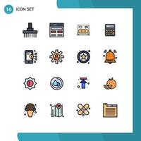 Stock Vector Icon Pack of 16 Line Signs and Symbols for calculate accounting interface calculator bedroom Editable Creative Vector Design Elements