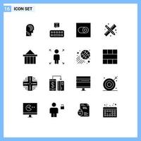 Set of 16 Modern UI Icons Symbols Signs for columns acropolis settings work drawing tools Editable Vector Design Elements