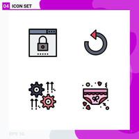 User Interface Pack of 4 Basic Filledline Flat Colors of engine setting search reload cog Editable Vector Design Elements