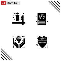 Pictogram Set of 4 Simple Solid Glyphs of herbal pharmacy management analysis report ideas Editable Vector Design Elements