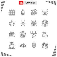 16 Icons Line Style Grid Based Creative Outline Symbols for Website Design Simple Line Icon Signs Isolated on White Background 16 Icon Set Creative Black Icon vector background