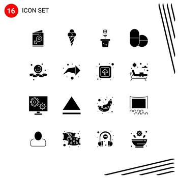 16 Universal Solid Glyphs Set for Web and Mobile Applications web remove environment less pills Editable Vector Design Elements