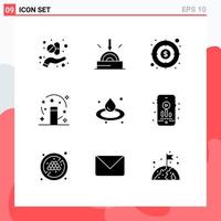 Group of 9 Modern Solid Glyphs Set for droop transformation money magician magic Editable Vector Design Elements