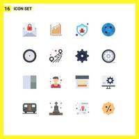 Modern Set of 16 Flat Colors and symbols such as network business marketing bug seo Editable Pack of Creative Vector Design Elements