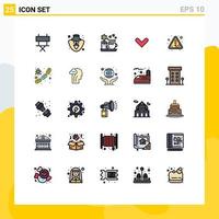 Group of 25 Filled line Flat Colors Signs and Symbols for error warning coffee alert direction Editable Vector Design Elements