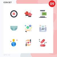 Mobile Interface Flat Color Set of 9 Pictograms of marketing diaper online children baby Editable Vector Design Elements