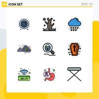 9 Creative Icons Modern Signs and Symbols of search nature cloud hill mountain Editable Vector Design Elements