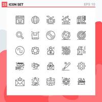 Group of 25 Lines Signs and Symbols for electronic data building combination ice Editable Vector Design Elements