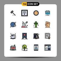 16 iconos creativos signos y símbolos modernos de reloj de archivo insignia temporizador reloj elementos de diseño de vectores creativos editables