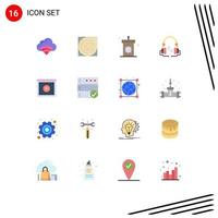 16 Universal Flat Color Signs Symbols of handfree music pattern headphone mosque Editable Pack of Creative Vector Design Elements