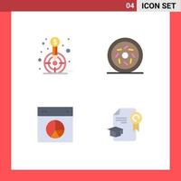 Group of 4 Modern Flat Icons Set for finance design goal food pie Editable Vector Design Elements