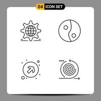 paquete de línea de vector editable de 4 colores planos de línea de llenado simple de configuración de elementos de diseño de vector editable de negocio yin de globo