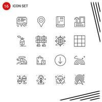 User Interface Pack of 16 Basic Outlines of wifi device minus router help Editable Vector Design Elements