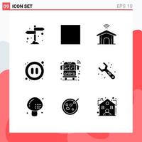 9 Creative Icons Modern Signs and Symbols of bus pause stop multimedia technology Editable Vector Design Elements