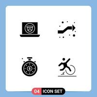 Pack of 4 Modern Solid Glyphs Signs and Symbols for Web Print Media such as multimedia investment time camera intersection business Editable Vector Design Elements