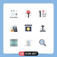 Stock Vector Icon Pack of 9 Line Signs and Symbols for present bag lollipop html develop Editable Vector Design Elements