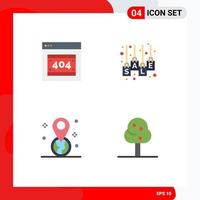 User Interface Pack of 4 Basic Flat Icons of error geolocation server sale location Editable Vector Design Elements