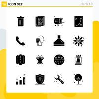 Collection of 16 Universal Solid Icons Icon Set for Web and Mobile Creative Black Icon vector background