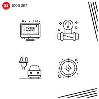 Pack of 4 creative Filledline Flat Colors of online shop charge monday tools business Editable Vector Design Elements