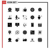 Universal Icon Symbols Group of 25 Modern Solid Glyphs of gauge help web global center Editable Vector Design Elements