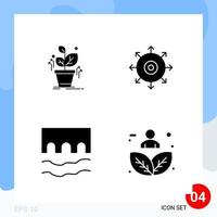 Modern Pack of 4 Icons Solid Glyph Symbols isolated on White Backgound for Website designing Creative Black Icon vector background