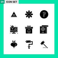 paquete de 9 iconos de estilo sólido conjunto de símbolos de glifo para imprimir signos creativos aislados en fondo blanco 9 conjunto de iconos fondo de vector de icono negro creativo