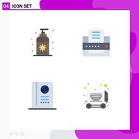 Group of 4 Flat Icons Signs and Symbols for beach concrete printer passport mixer Editable Vector Design Elements