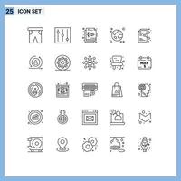 Pictogram Set of 25 Simple Lines of document share vector planet global Editable Vector Design Elements